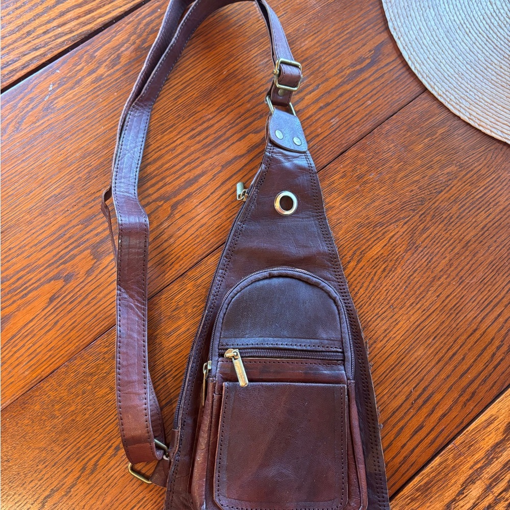 Brown Leather Sling Bag